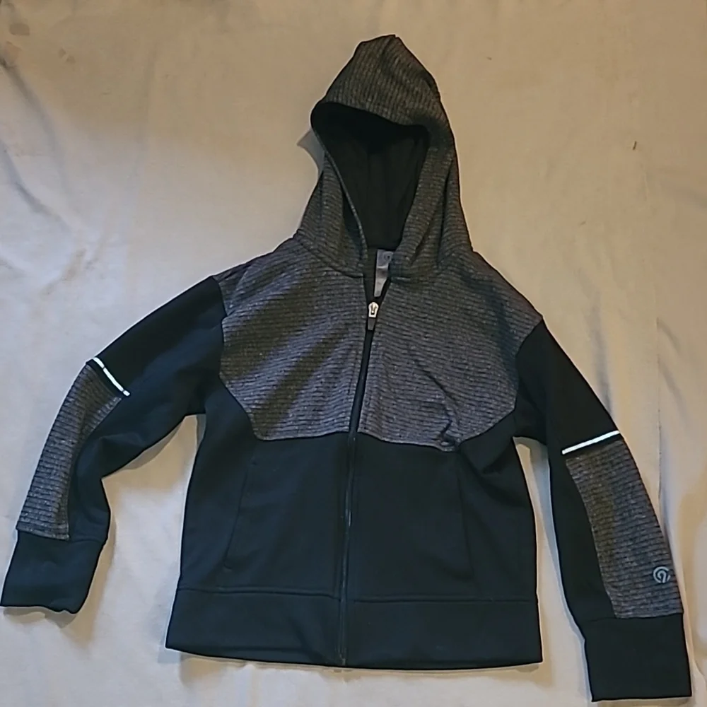 𝅺champion black/gray zip down lightweight hoodie small 6-7